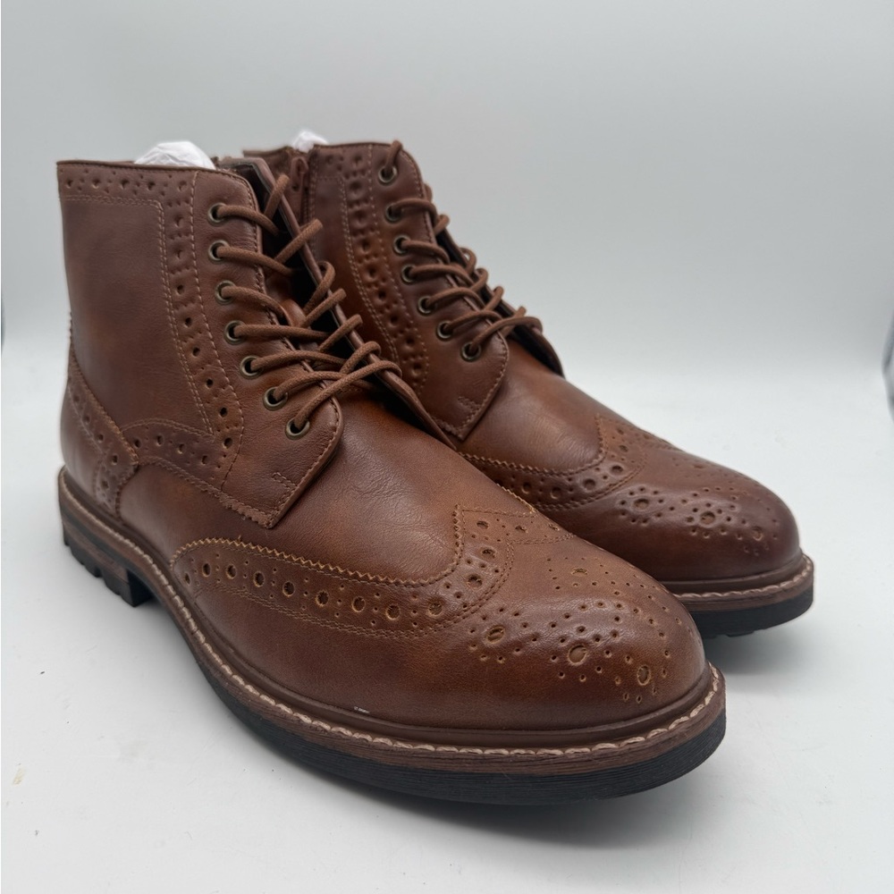 BRAND NEW Sonoma Goods for Life SN Romero Cognac Brown Wingtip Boots Size 10